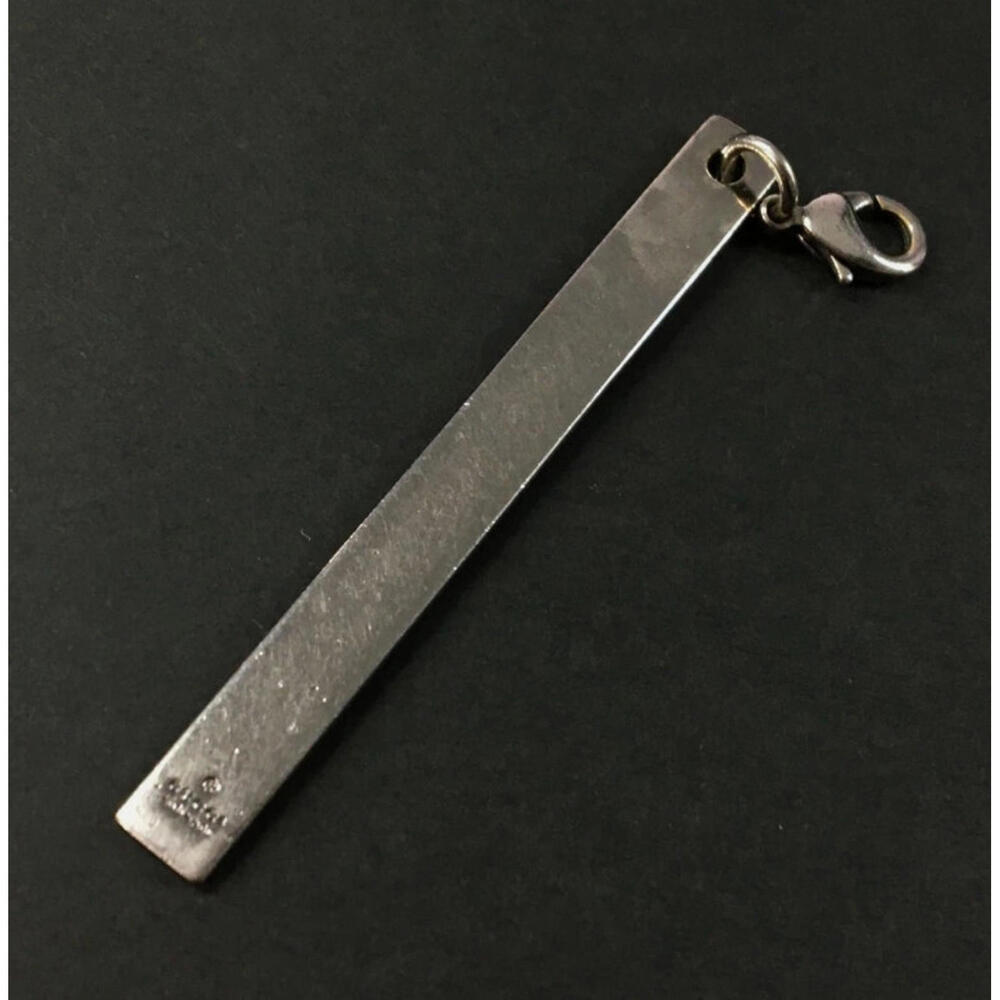 Authentic Vintage Gucci Necklace Pendant Charm Top Silver Bar Rectangle Plate